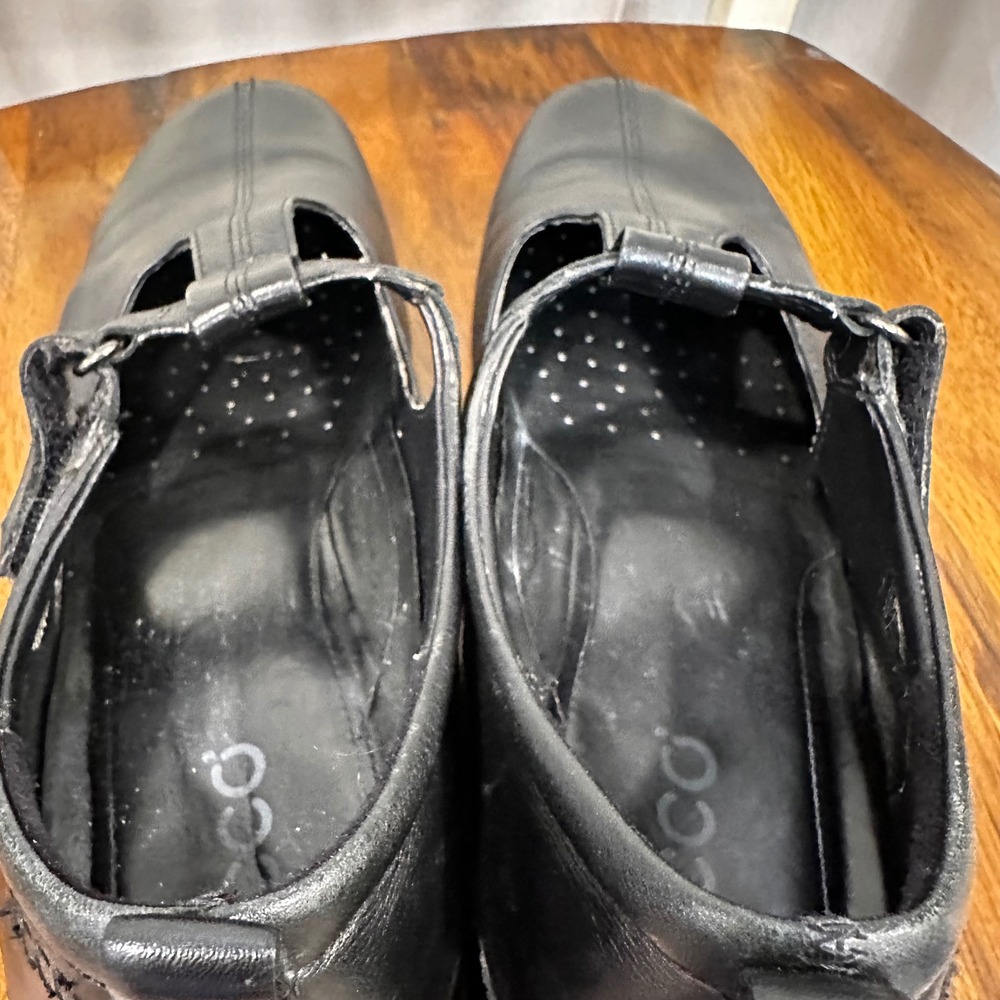 ECCO Mary Jane Flats Womens 42 Black Leather T-Strap Comfort‎ Walking Shoes - Picture 7 of 12